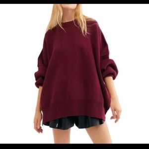Free People Easy Street Tunic Wine Burgundy M
